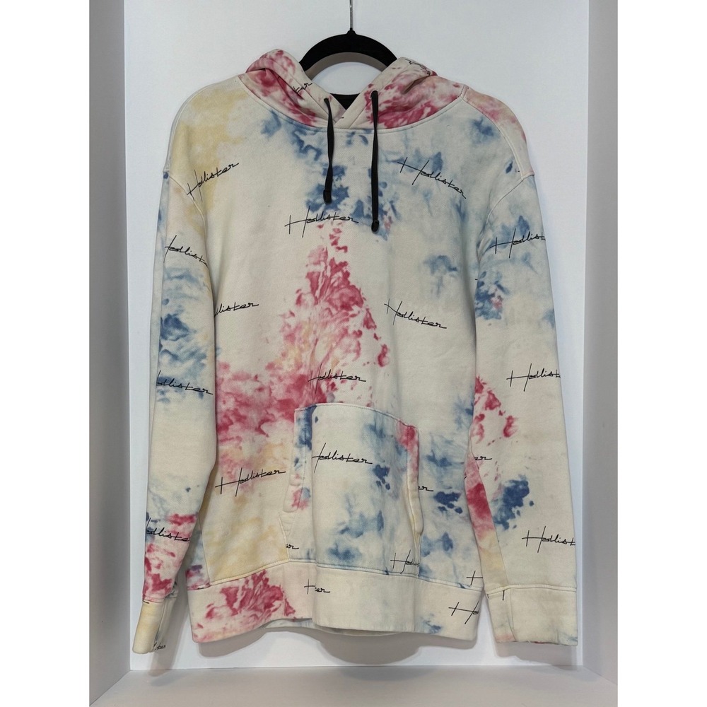 L Hollister Multicolor Tiedye Hoodie Sweatshirt Large unisex Sportscore,‎ casual - Picture 3 of 5